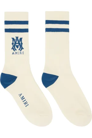 AMIRI Off-White & Blue MA Core Logo Socks