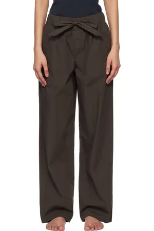 Tekla Brown Poplin Pyjama Pants