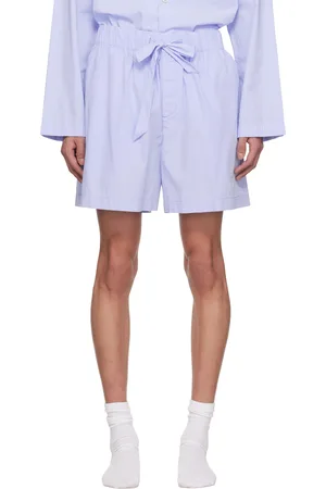 Tekla Blue Poplin Pyjama Shorts
