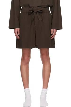 Tekla Brown Poplin Pyjama Shorts