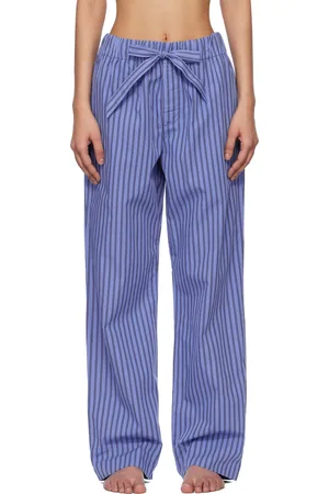 Tekla Blue & Black Poplin Pyjama Pants