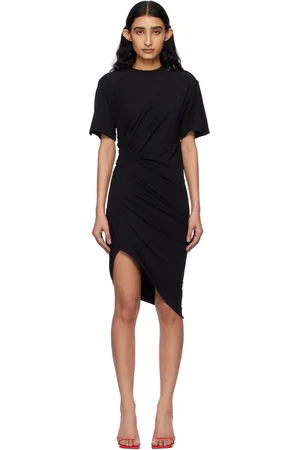 MUGLER Black Draped Pierced Day Minidress