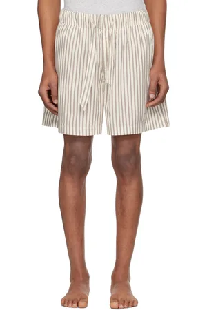 Tekla Brown & Off-White Poplin Pyjama Shorts