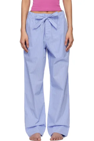Tekla Blue & White Poplin Pyjama Pants