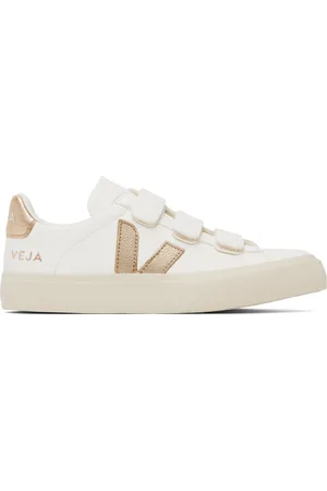 Veja White & Gold Recife Leather Sneakers