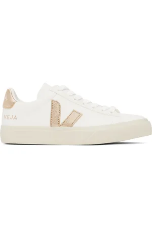 Veja White & Gold Campo Leather Sneakers