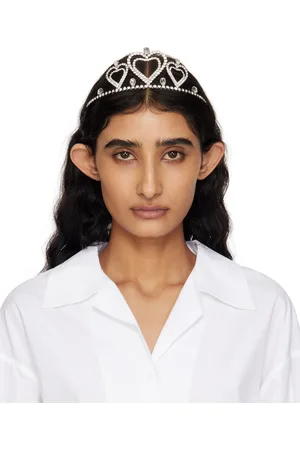 BLUMARINE Silver Crystals & Hearts Metal Tiara Headband