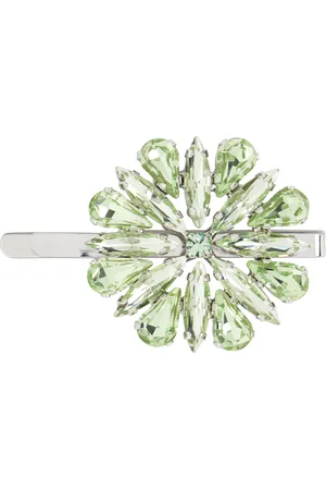 Simone Rocha Silver & Green Crystal Blossom Hair clip