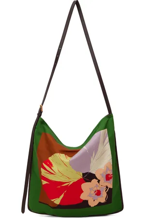 DRIES VAN NOTEN Green & Brown Large Scarf Tote