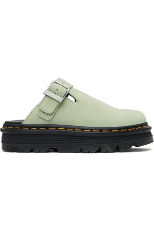 Dr. Martens Green Zebzag Suede Slingback Platform Slip-On Loafers