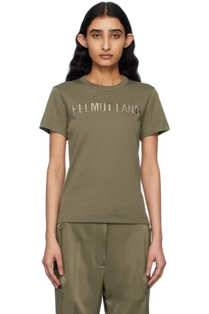 Helmut Lang Khaki Slim Logo T-shirt