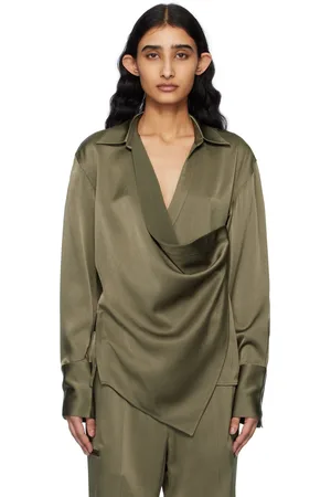 Helmut Lang Khaki Relaxed Wrap Shirt
