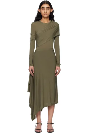 Helmut Lang Khaki Protection Midi Dress