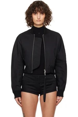 Courrèges Black Cropped Scuba Bomber Jacket