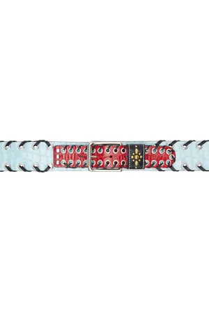 Chopova Lowena Blue & Red Carter Croc Trouser Belt