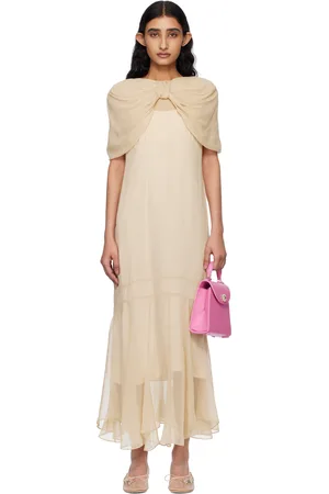 Simone Rocha Beige Extended Bow Multi-Seam Maxi Dress