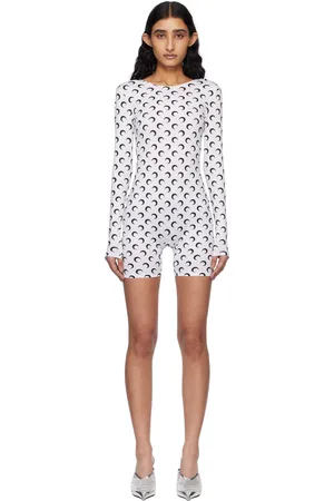 Marine Serre SSENSE Exclusive White Recycled Moon Jersey Short Catsuit