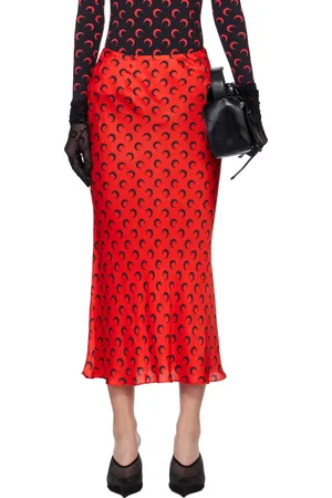 Marine Serre Red Moon Satin Midi Skirt