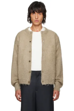 Auralee Beige Brushed Super Kid Mohair Cardigan