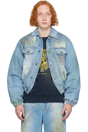 EgonLab Blue Padded Denim Bomber Jacket