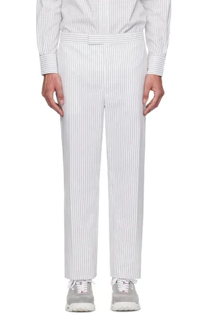 Thom Browne White & Gray Low Rise Backstrap Trousers