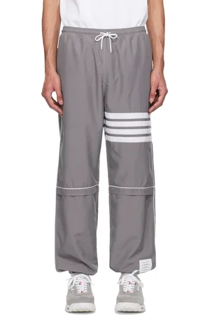 Thom Browne Gray Ripstop 4-Bar Track Pants