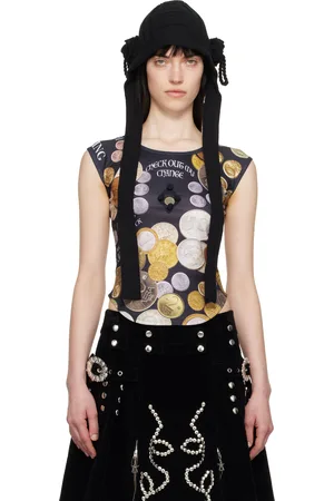 Chopova Lowena Black Angelica Coin Short Sleeve Top