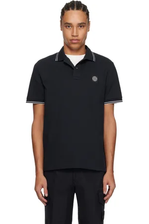 Stone Island Navy Organic Cotton Elastane Piqué Polo