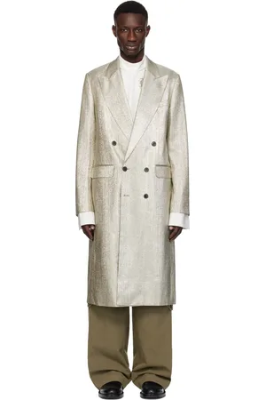DRIES VAN NOTEN Silver Peaked Lapel Coat