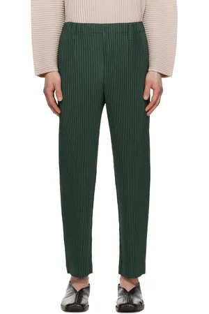 Issey Miyake Green Tailored Pleats 1 Trousers