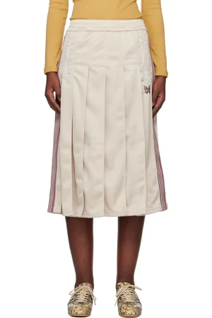 Pins & Needles Off-White Pleated Track Midi Skirt
