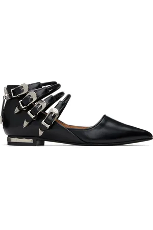 TOGA PULLA Black Polido Multi Strap Ballerina Flats