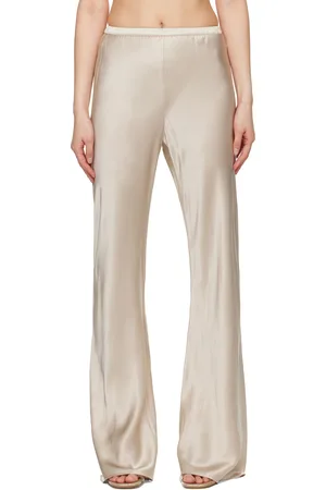 Silk Laundry Beige Bias Cut Lounge Pants