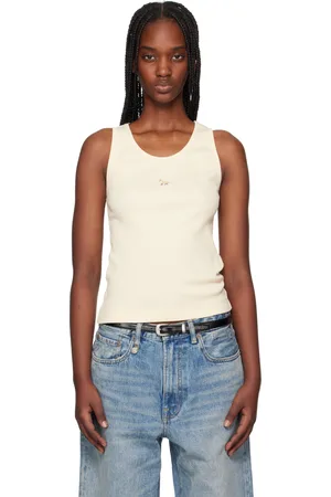 Maison Kitsuné Beige Baby Fox Patch Ribbed Tank Top