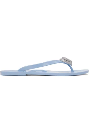 Mach & Mach Blue Double Heart Flip-Flops