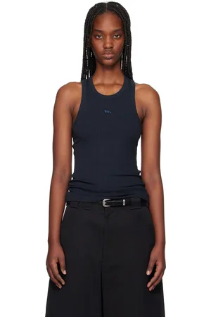 Maison Kitsuné Blue Baby Fox Patch Ribbed Tank Top