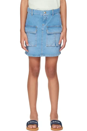 Chloé Kids Blue Faded Denim Skirt