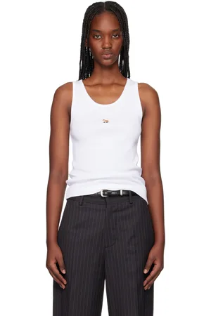 Maison Kitsuné White Baby Fox Ribbed Tank Top