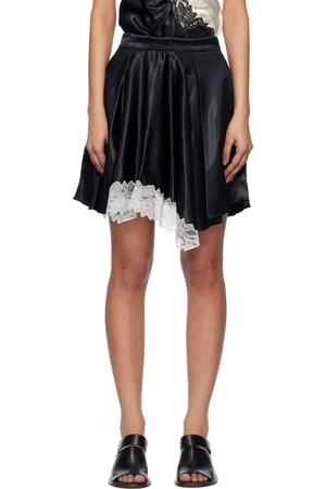 3.1 Phillip Lim Black Liquid Satin Flounce Miniskirt