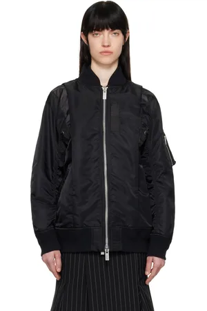 SACAI Black Nylon Twill Bomber Jacket