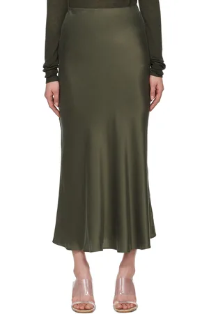 Silk Laundry Green Long Bias Cut Maxi Skirt