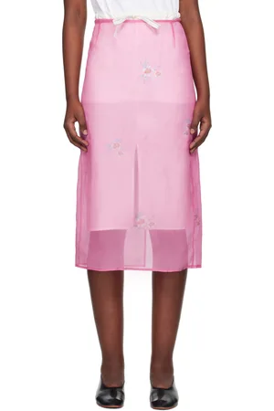 AO Yes Pink Layered Sheer Print Midi Skirt