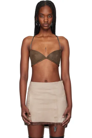 Liza Keane Brown Eros Leather Bra