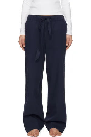 Tekla Navy Poplin Pyjama Pants