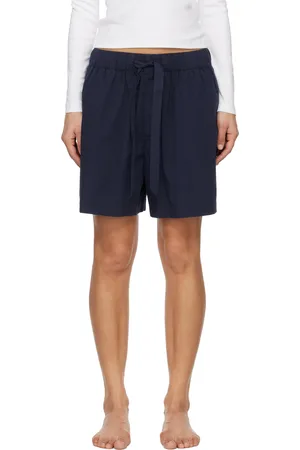 Tekla Navy Poplin Pyjama Shorts