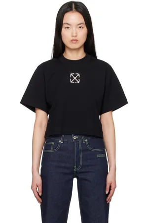 OFF-WHITE Black Jewel Mini Arrow Crop T-shirt