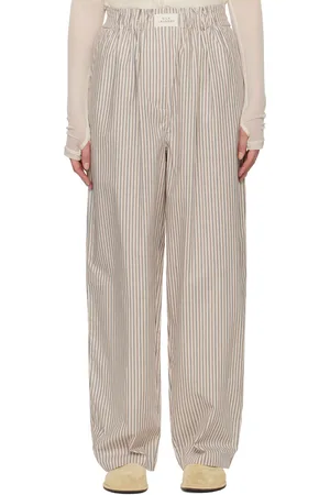 Silk Laundry Beige Cotton Paper Bag Lounge Pants