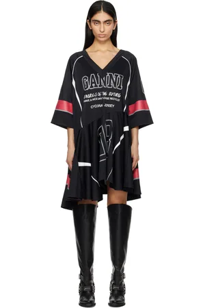 Ganni Black Future Mesh Oversized Minidress