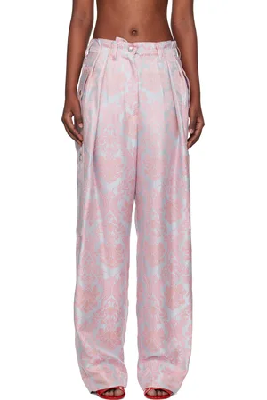 DRIES VAN NOTEN Blue & Pink Jacquard Paisley Trousers