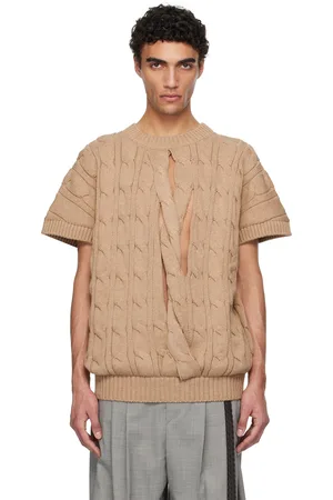 Hed Mayner Beige Knit Braids Sweater